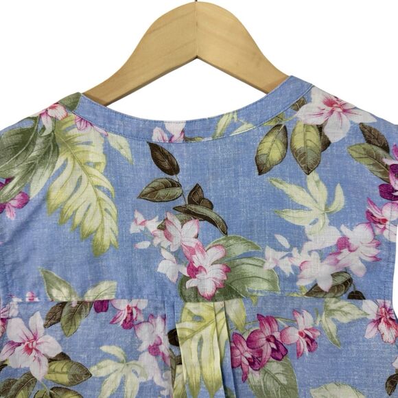 Tommy Bahama Small Coastalina Orchid Dreams Linen Button Front Tank Top Womens - Picture 11 of 13